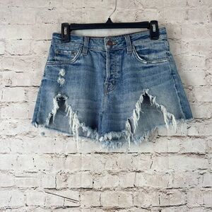 J Brand Women's Size 26 Gracie High Rise Denim Jean Shorts Distressed Cut Off